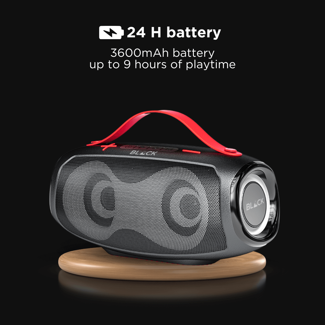 BLACK BassDrum 2 Wireless Bluetooth Speaker, 20W, Upto 9H Playtime, 1 Yr Warranty BLACK BassDrum 2 Wireless Bluetooth Speaker, 20W, Upto 9H Playtime, 1 Yr Warranty